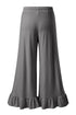 Pull On Elastic High Waist Drawstring Pocket Ruffle Hem Wide Leg Pants